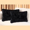 HomeRoots Set of Two 12" X 20" Black Sheepskin Lumbar Throw Pillows - 2 of 4