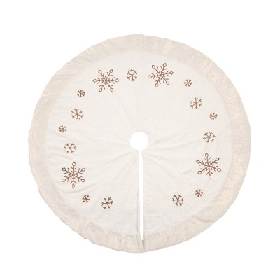 Transpac Polyester 49.21 in. Off-White Christmas Glam Snowflake Tree Skirt