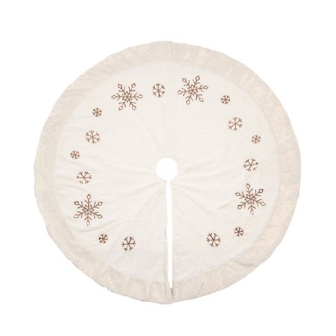 Transpac Polyester 49.21 in. Off-White Christmas Glam Snowflake Tree Skirt - image 1 of 2