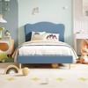 Twin Size Bed Frame for Kids with Scallop Headboard, Cute Velvet Twin Bed for Girls, Boys, Sturdy Platform Bed - 3 of 4