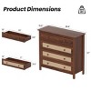 SEVOBAL Utility Storage Cabinets Five Drawer Chest Woven Rattan Detail Modern Storage Living Room Home Office Entryway, Brown, 15.6"*39.4"*37" - 3 of 4