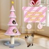 SEVOBAL Pet Tower Large Tall Christmas Tree Cat Tower with 2 Cat Condos Soft Fleece Cat Tree Teaser Toy for Indoor Cats, Pink, 23.6"*23.6"*59.1" - 4 of 4