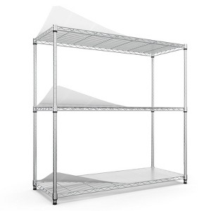 Yukimo 3-Tier Wire Shelving Unit, 18" D x 48" W x 47.2" H NSF Certified Heavy Duty Storage Rack, 1050 lbs Capacity - Chrome - 1 of 4