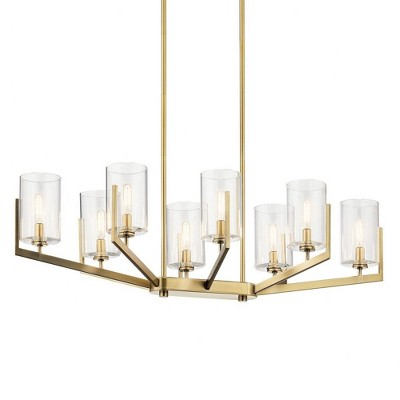 Brushed Brass 8-Light Oval Chandelier with Clear Glass Shades