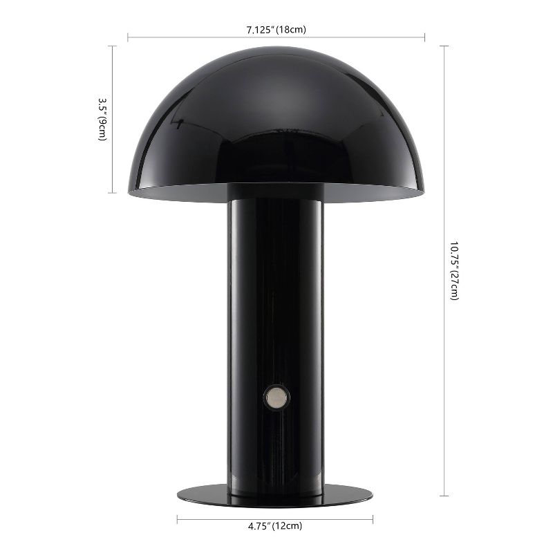 10.75" Boletus Contemporary Bohemian Rechargeable/Cordless Iron LED Mushroom Table Lamp - JONATHAN Y, 3 of 11