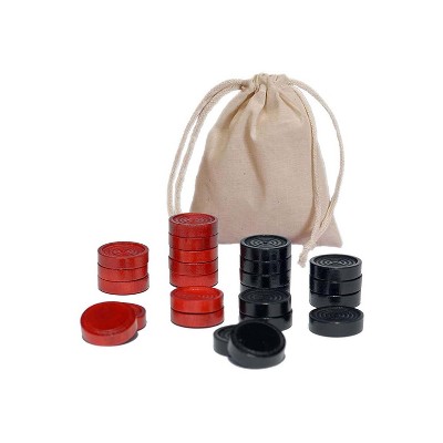 WE Games Wood Backgammon Pieces with Cloth Pouch