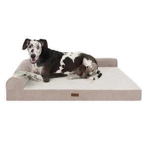 Plush & Grid Cord Orthopedic Deluxe L-Chaise Pet Bed for Dogs and Cats - 1 of 4