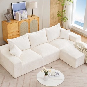 Modular L-Shaped Cloud Sofa – 110" Convertible Chenille Sectional w/Ottomans, Washable & No Assembly - 1 of 4