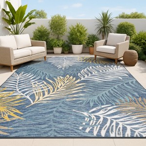 JONATHAN Y Calypso Coastal Casual Palm Frond Reversible Machine-Washable Indoor/Outdoor Area Rug - 1 of 4