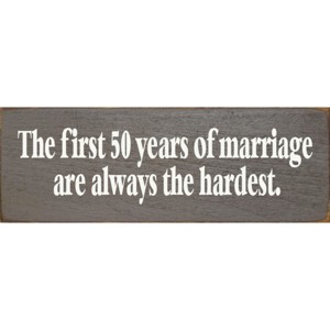 Slickblue Marriage Humor Wood Sign, 3.5x10 Solid Pine, Routed Slot & Shelf Edges, Multiple Colors - 1 of 3