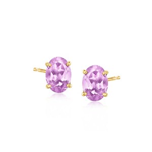 Ross-Simons 2.20 ct. t.w. Oval Kunzite Stud Earrings in 14kt Yellow Gold - 1 of 3