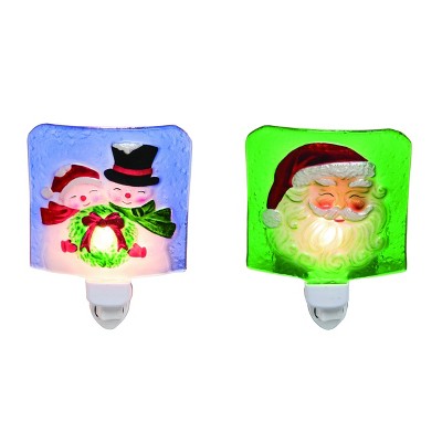 Transpac Glass 5 in. Multicolor Christmas Fused Night Light Set of 2