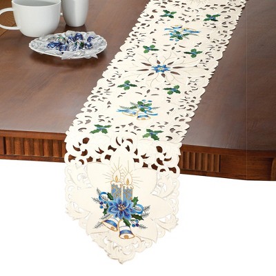 Collections Etc Blue Candles Christmas Table Linens Runner : Target