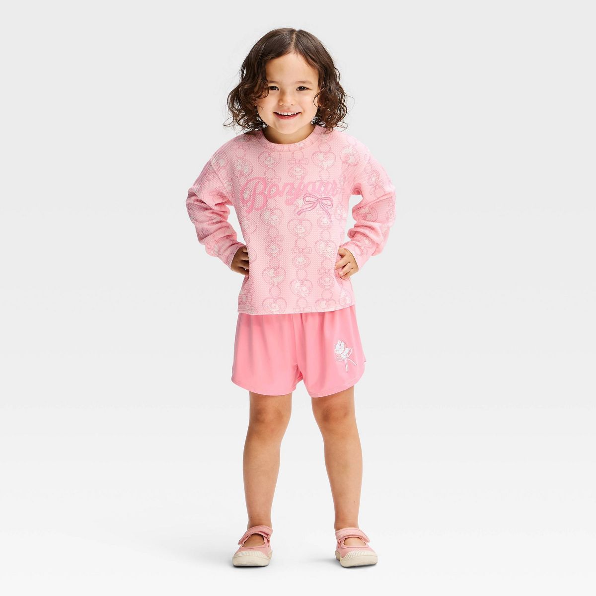 Toddler Girls' Aristocats 2pc Coquette Active Bonjour Marie Shorts Set - Pink