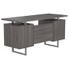 Sapphtopaz 60" Modern Computer Desk with 2 Drawers and Shelf Wood Office Desk with Metal Base and Cabinet Desk for Bedroom, Study Room, Office - 3 of 4
