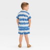 Grayson Mini Toddler Boys' Pull-On Wavy Striped Shorts Set - Blue - 2 of 4