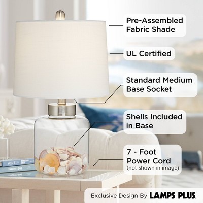 Clear Glass Fillable Table Lamp with Off-White Fabric Shade