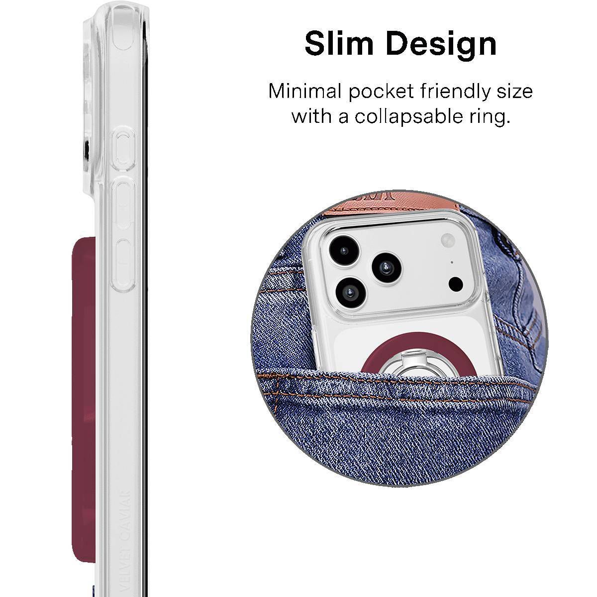 VELVET CAVIAR Magnetic Cell Phone Ring & Stand Charms - Burgundy 1990 - thumbnail 4