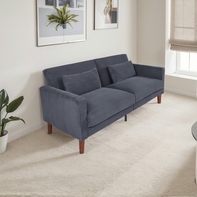 DOMETOUR 74" Loveseat Sofa, Corduroy Sofa Couch with 2 Pillows Small Modern Comfy Couch for Living Room