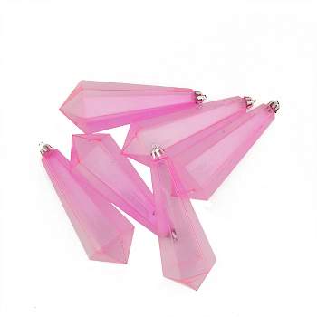 Northlight 6ct Bubblegum Pink Shatterproof Transparent Christmas Icicle Ornaments 5.5"