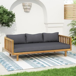 GDFStudio Bordeaux Acacia 3-Seater 67" Outdoor Sofa with Water-Resistant Cushions - 1 of 4