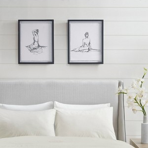 AZL1 Life Concept Wall Art 2 Piece Feminine Figures Sketch Framed Glass Matted Set by Elise Green Display for Home Decor, White, 24"*20.5"*3.5" - 1 of 4