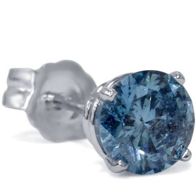 Pompeii3 1/5ct Blue Diamond Single Stud 10K White Gold