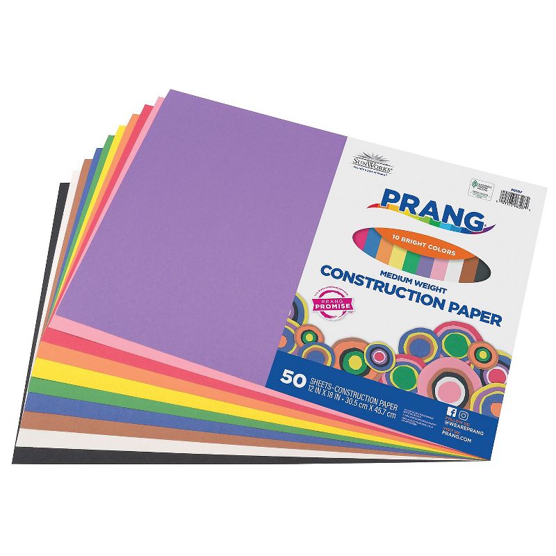 Prang 12" x 18" Construction Paper Assorted Colors 50 Sheets/Pack (P6507-0001), 2 of 8