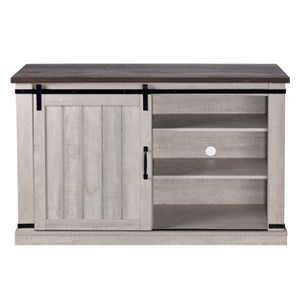 TV Stand for TVs up to 52" Saw Cut Off White - Home Essentials: Entertainment Center with Storage, Cable Management - 1 of 4