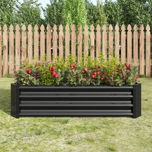 Chic Crate Metal Raised Garden Bed 4x2x1ft – Black | Flowers/Veg/Herbs | Durable Outdoor Planter - 1 of 4