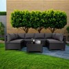 FURNIinspire Patio Seating Sets 7 Piece Outdoor Patio Furniture Sets, Modern Wicker Sectional Sofa With Coffee Table And Gray Seat Cushion , Black - 4 of 4