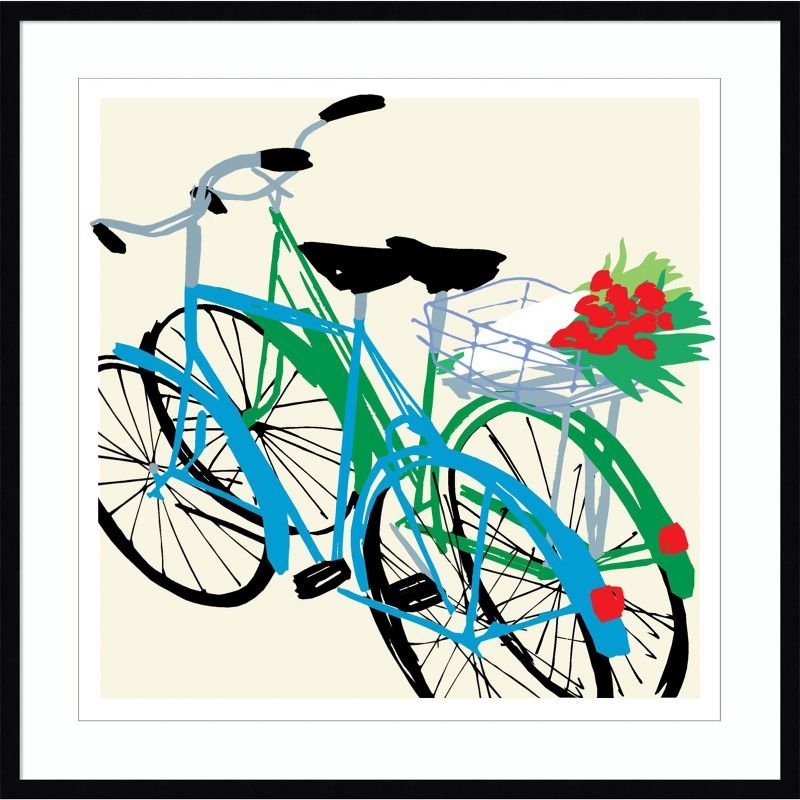 33&#34; x 33&#34; Bike Lovers by Jenny Frean Wood Framed Wall Art Print - Amanti Art, 1 of 10