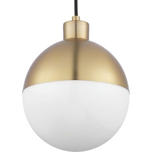 Progress Lighting Globe Collection 1-Light Pendant, Steel, Brushed Bronze, Opal Glass Shade - 1 of 4