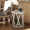 JIONJOY White Round Farmhouse Side Table with X-Detail Base - 2 of 4