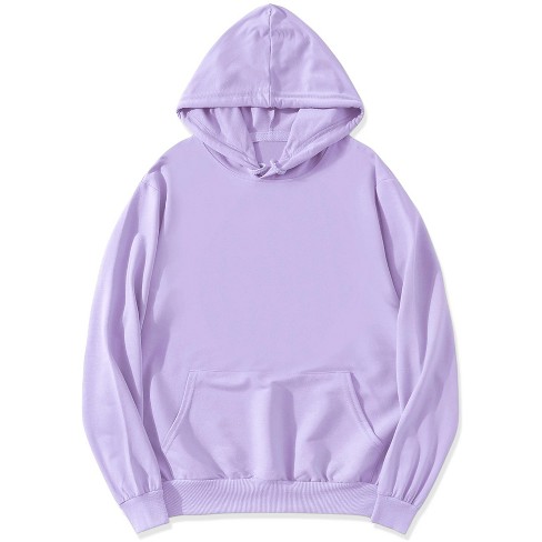 Lars Amadeus Men s Long Sleeves Solid Drawstring Pullover Hoodie Sweatshirt with Pocket Light Purple XX Large