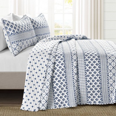 Lush Decor Full/Queen 3pc Monique Stripe Quilt Set Navy/White - Lush Décor — фото 2