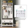 68.9" Multifunctional Hall Tree - Entryway Organizer with Coat Rack, Shoe Storage & 2 Drawers, White - 3 of 4