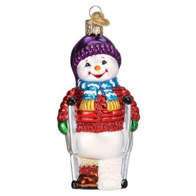 Old World Christmas 4.5 Inch Snowman On Crutches Broken Cast Tree Ornaments