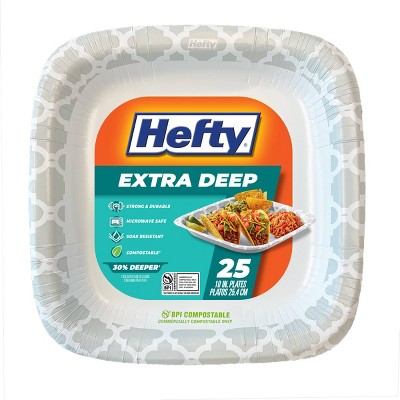 Hefty Extra Deep Square Disposable Plates 10" - 25ct