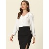 INSPIRE CHIC Women's Office Work Ruffle V Neck Long Sleeve Chiffon Peasant Blouse - 2 of 4