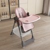 Whisen Adjustable Baby High Chair, Portable Infant Feeding Seat with Safety Belt, Silent Lockable Wheels & Easy-Clean Design - 2 of 4