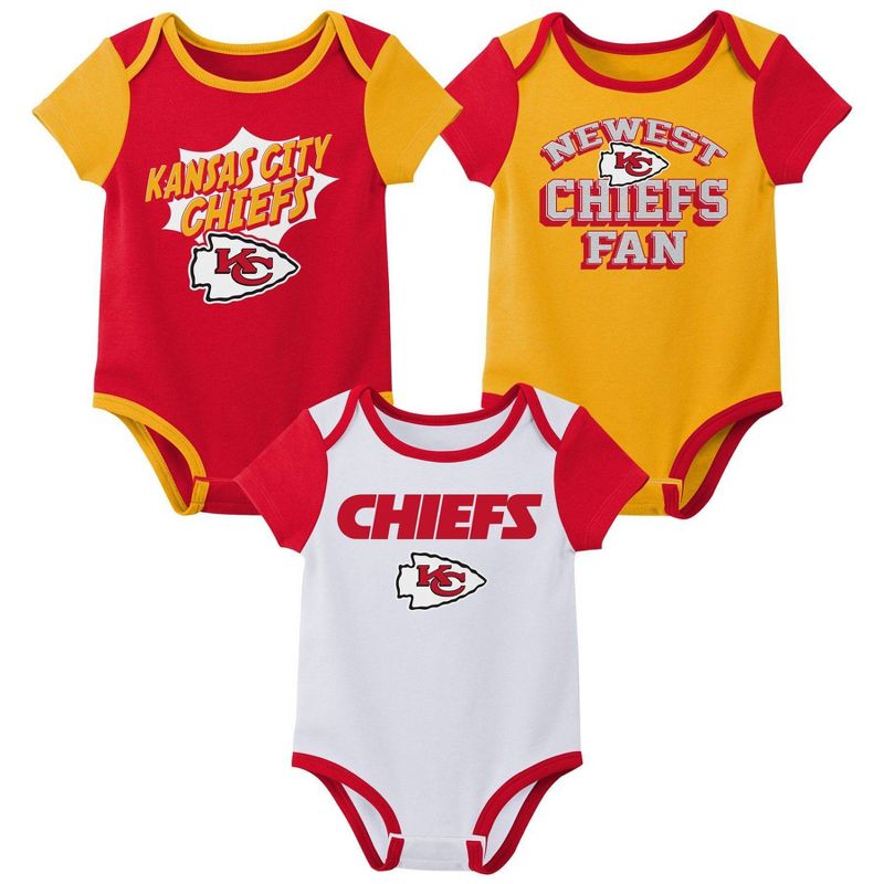 NFL Kansas City Chiefs Infant Boys&#39; 3pk Bodysuit, 1 of 5