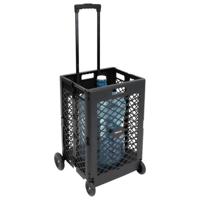 Black Foldable Mesh Utility Cart with Telescopic Handle