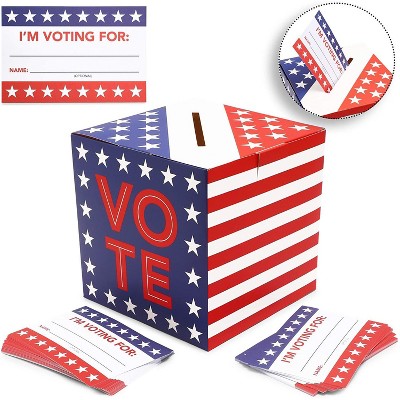 Sparkle and Bash 51 Pack Patriotic Voting Box with Cards for Election Day (8 in Box)