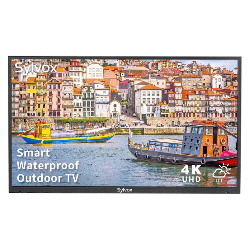 SYLVOX Deck Series Outdoor TV, 55" 1000Nit 4K UHD HDR Partial Sun Outdoor Smart TV, IP55 Waterproof, Built-in Dual Speakers Support Bluetooth & WiFi, 1 of 10