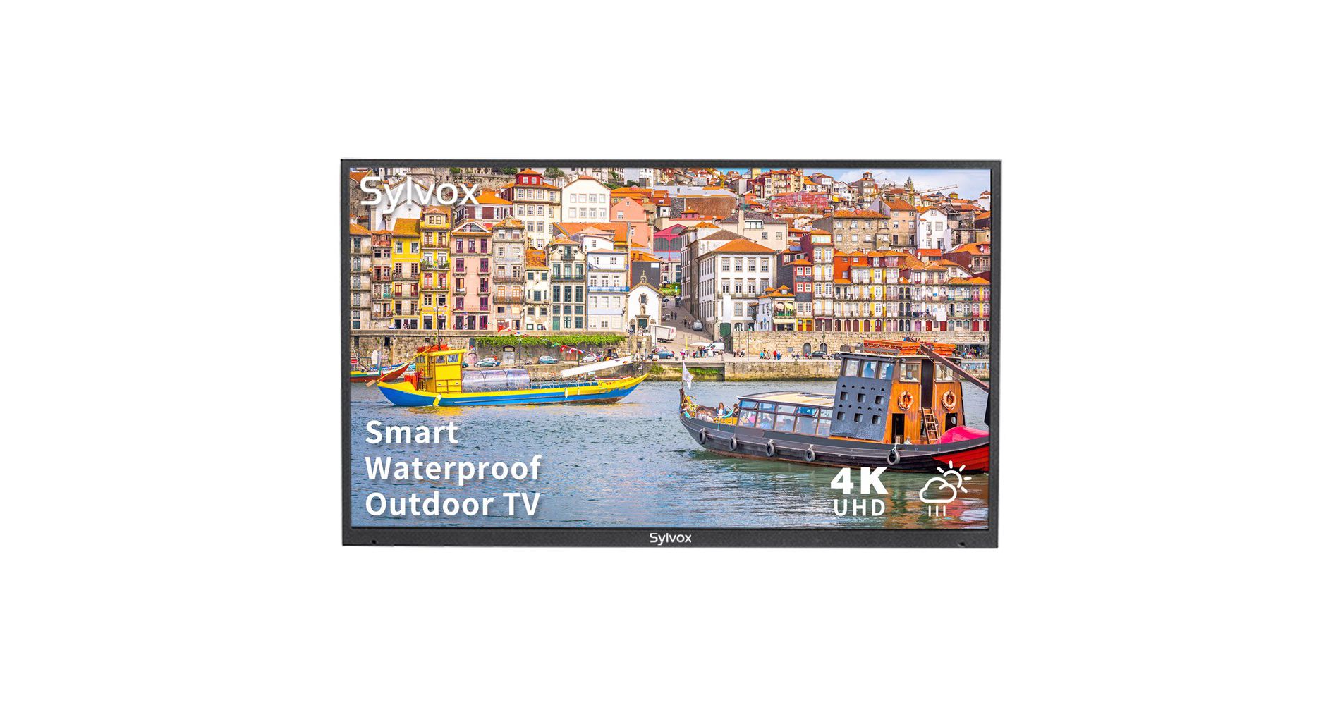 SYLVOX Deck Series Outdoor TV, 55" 1000Nit 4K UHD HDR Partial Sun Outdoor Smart TV, IP55 Waterproof, Built-in Dual Speakers Support Bluetooth & WiFi