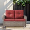 POCASSY 49.5" Wide Outdoor Glider Loveseat, All Weather Brown Wicker Rattan Patio Loveseat Glider for Porch Deck Garden - 3 of 4