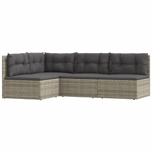 vidaXL Patio Lounge Set - 4 Piece Outdoor Furniture Set with Adjustable Seats and Cushions, Durable Powder-Coated Steel Frame - 1 of 4