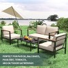 Outdoor Patio Furniture Sets of 4,Metal Patio Conversation Sets with Coffee Table,Outside Seating Furniture with Loveseat,2 Chairs and Thick Cushions - 3 of 4