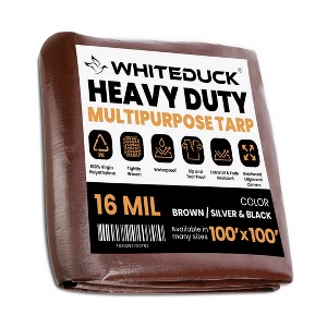WHITE DUCK 8 oz Poly Tarpaulin Heavy-Duty Waterproof All-Weather Tarp for Construction, Farm, Commercial or Outdoor Use with Brass Eyelets - 1 of 4